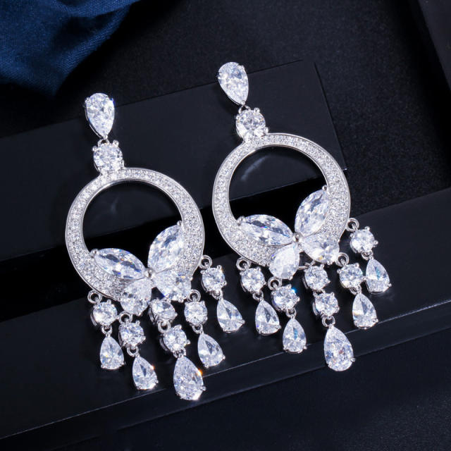 Elegant color cubic zircon statement butterfly earrings