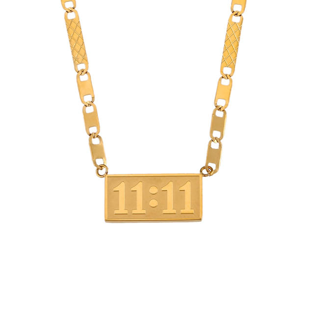 INS elegant angel number 11:11 stainless steel necklace