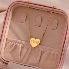 Personality angel number 11:11 heart stainless steel necklace