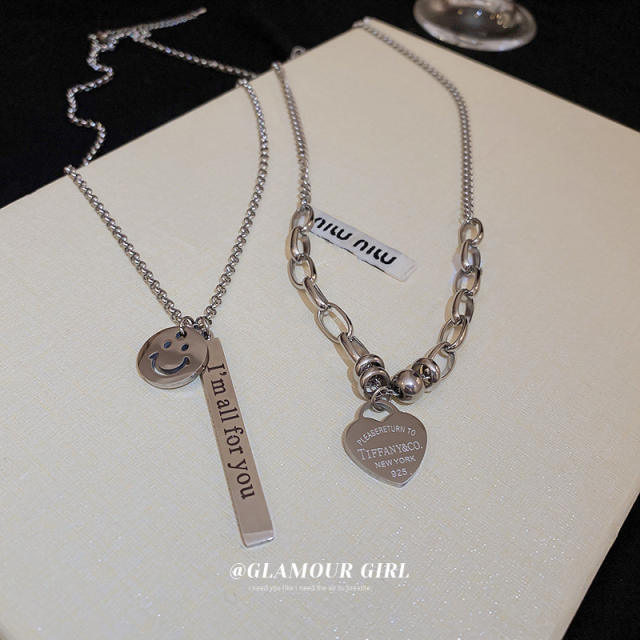 Koren fashion letter heart two piece necklace set