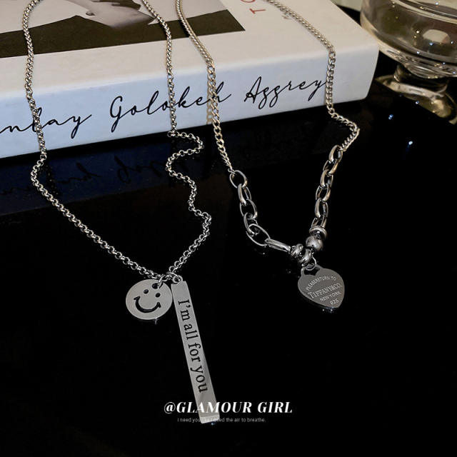 Koren fashion letter heart two piece necklace set