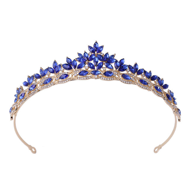 Korean fashion colorful glass crystal statement crown for women