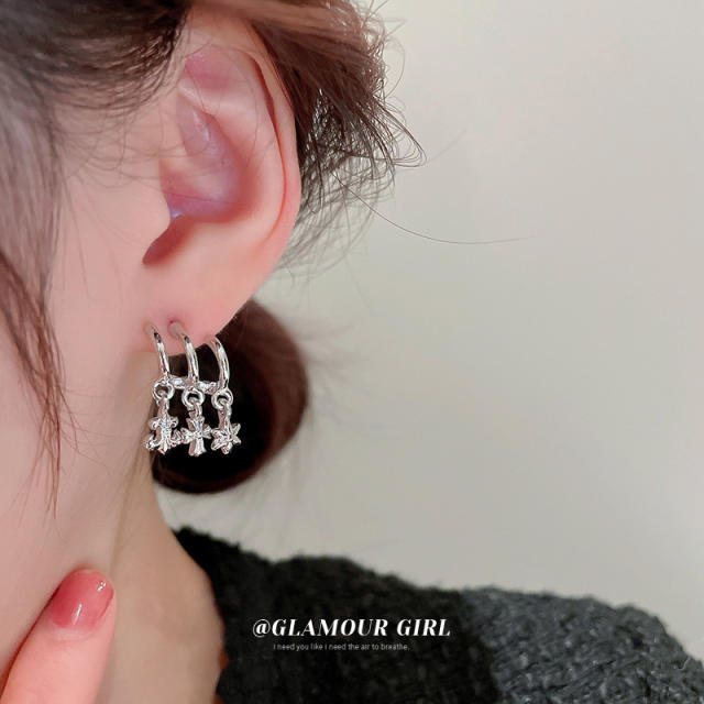 Silver color punk trend earrings