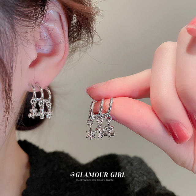 Silver color punk trend earrings