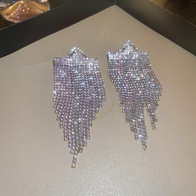 925 needle diamond tassel earrings