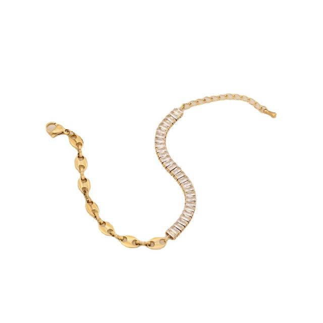 Fashionable tennis chain stainless steel bracelet
