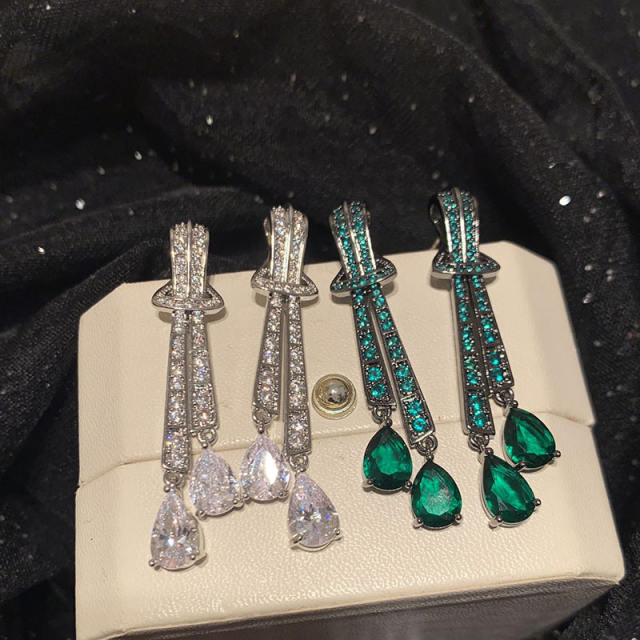 925 needle elegant drop crystal women earrings