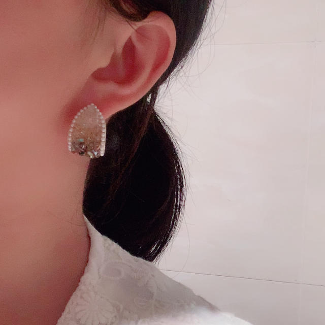 925 needle topaz statement women earrings