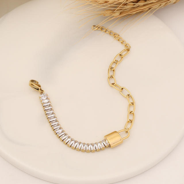 Fashionable tennis chain stainless steel bracelet