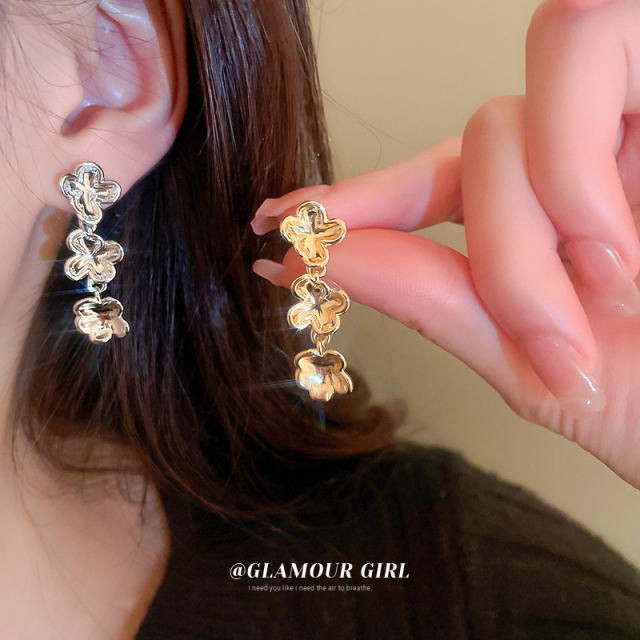 Real gold plated flower earrings