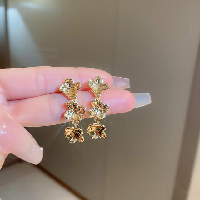 Real gold plated flower earrings