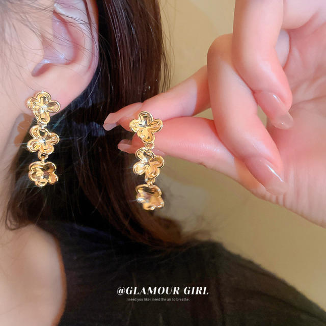 Real gold plated flower earrings