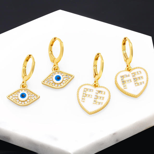 18K real gold plated evil eye huggie earrings