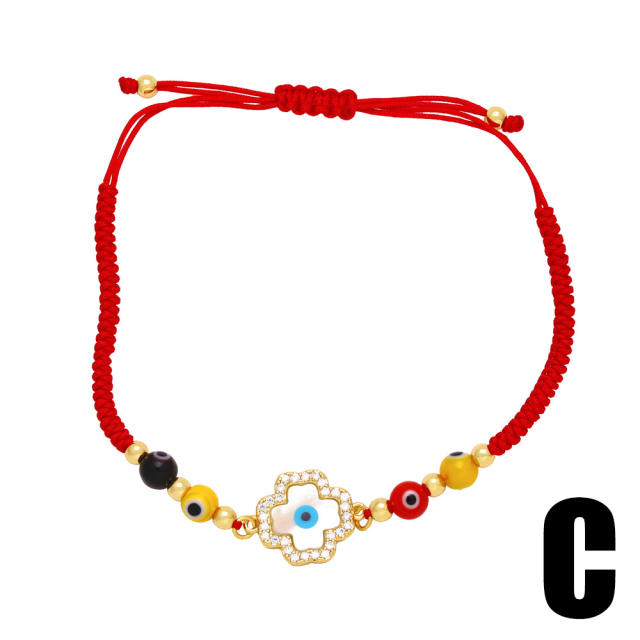 Hollow cross evil eye red string bracelet