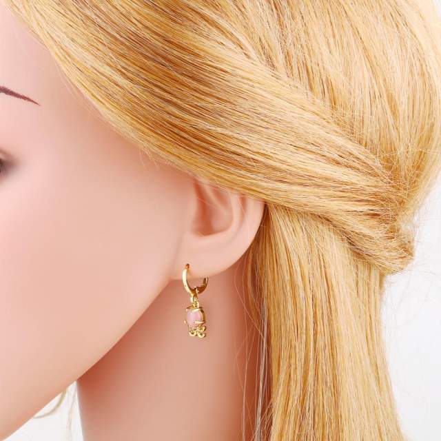 Elegant easy match opal stone huggie earrings set