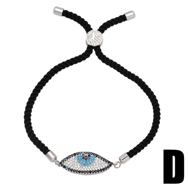 Luxury pave setting cubic zircon tennis chain evil eye bracelet