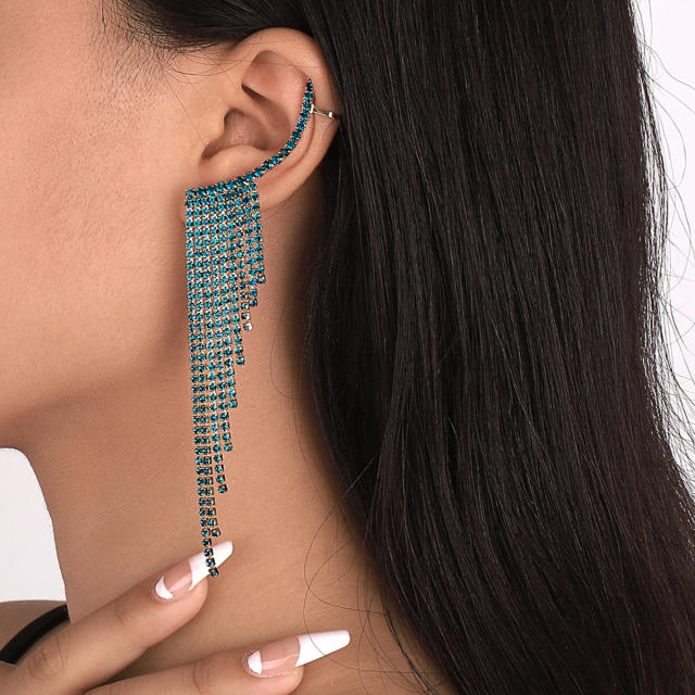 Luxury color diamond tassel earrings