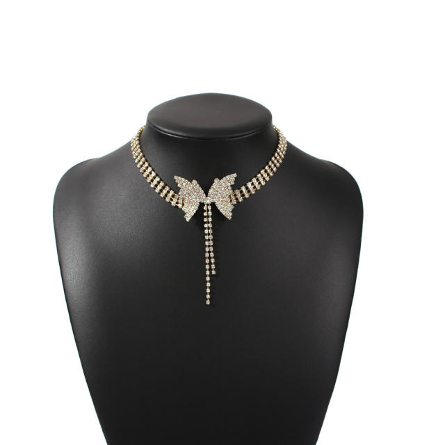 Luxury diamond butterfly choker necklace