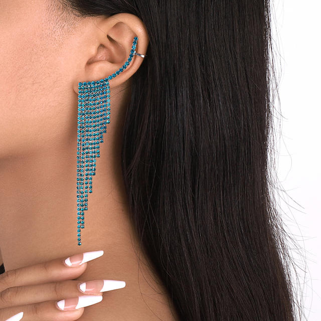 Luxury color diamond tassel earrings