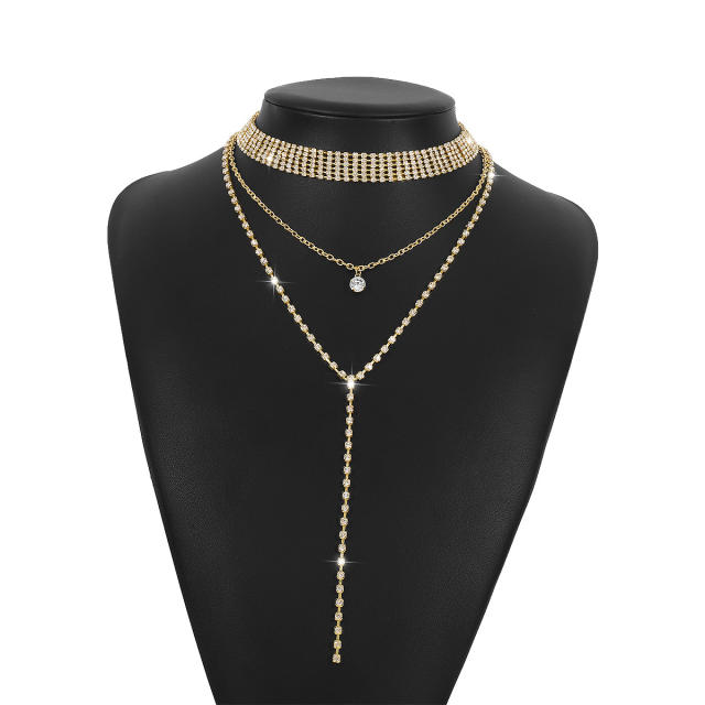 Occident fashion layer diamond choker necklace