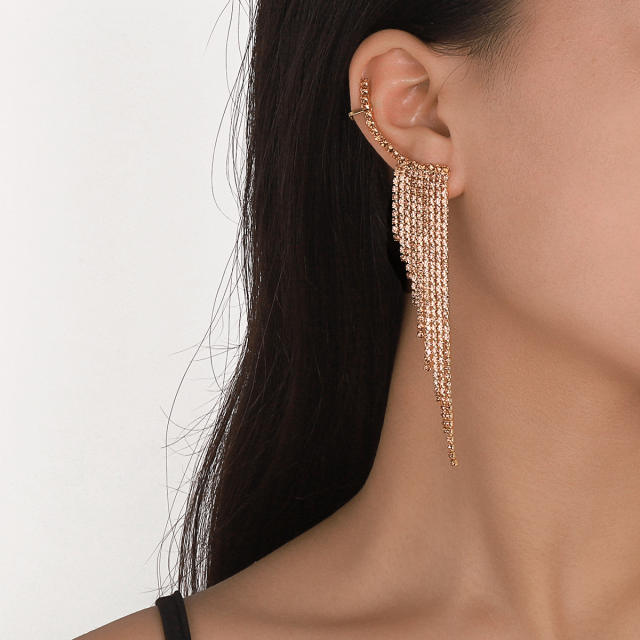 Luxury color diamond tassel earrings