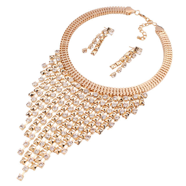 Occident fashion luxury diamond tassel necklace set