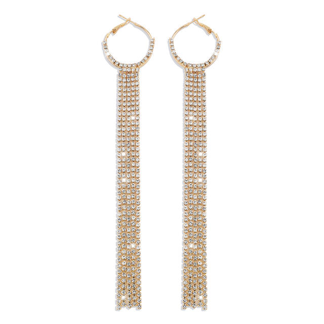 Occident fashion easy match long tassel diamond earrings