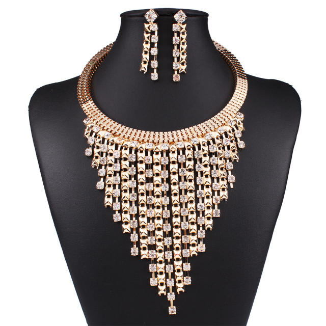 Occident fashion luxury diamond tassel necklace set