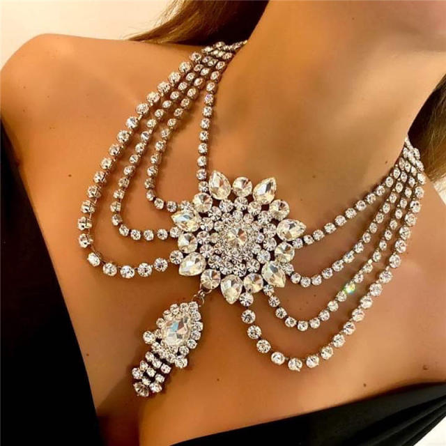 Personality luxury full diamond layer necklace