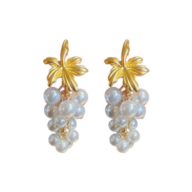 925 needle pearl beads grape shape earrings