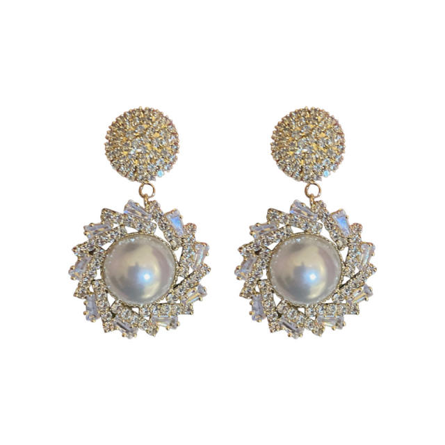 925 needle elegant pearl earrings