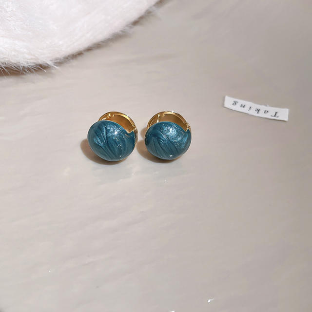 Color enamal ball shape huggie earrings
