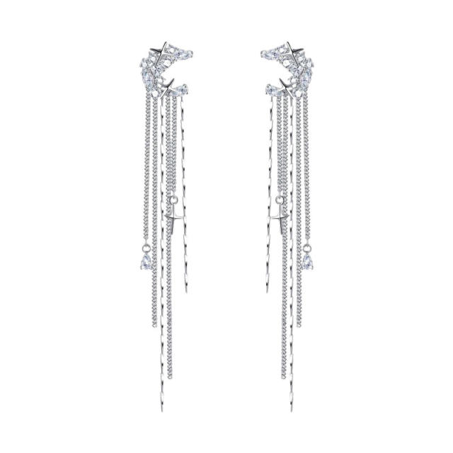 Korean fashion diamond star tassel ear cuff