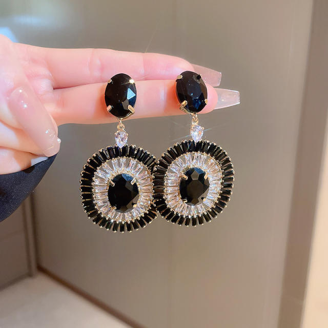925 needle drop cubic zircon diamond earrings