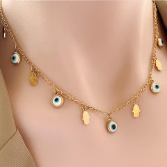 Occident fahsion evil eye charm stainless steel necklace