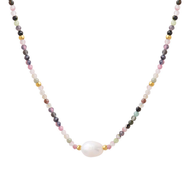 Boho tiny national beads pearl choker necklace