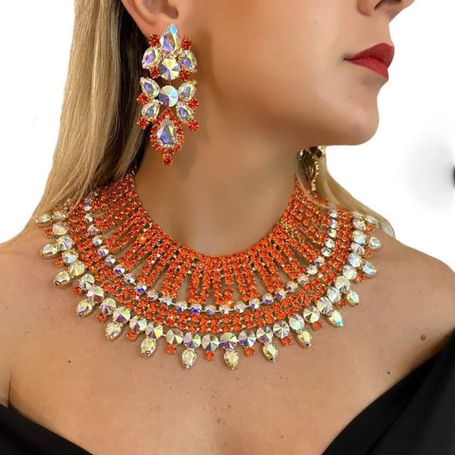 Occident fashion luxury diamond choker necklace set