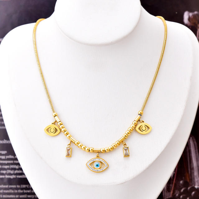 Occident fashion snake chain frost butterfly evil eye necklace