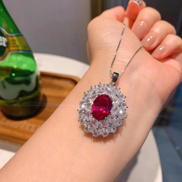 INS elegant ruby crystal diamond jewelry set