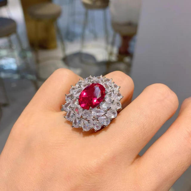 INS elegant ruby crystal diamond jewelry set