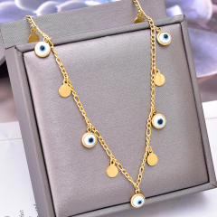 Occident fahsion evil eye charm stainless steel necklace