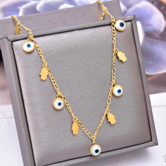 Occident fahsion evil eye charm stainless steel necklace