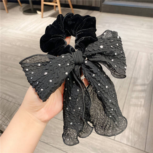 Korean fashion diamond chiffon bow scrunchies