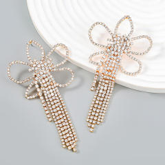 Occident fashion party design diamond flower tassel earrings