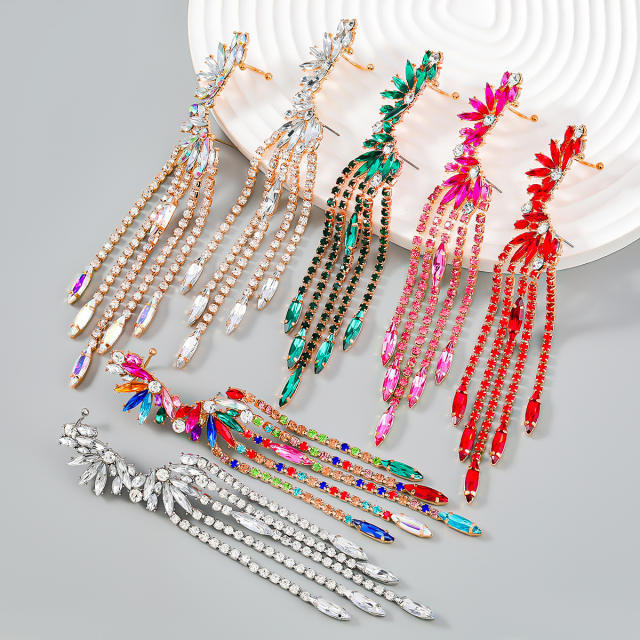 1pcs price color glass crystal statement tassel earring