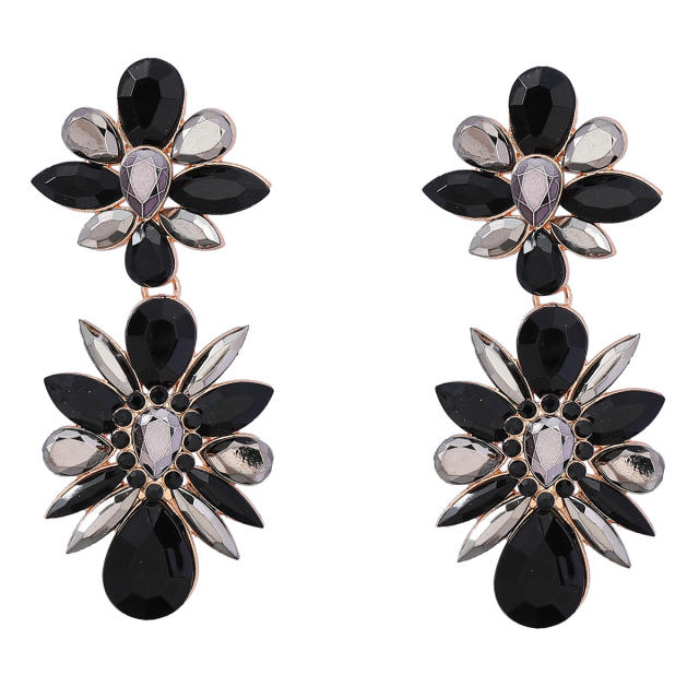 Hot sale luxury color glass crystal statement earrings