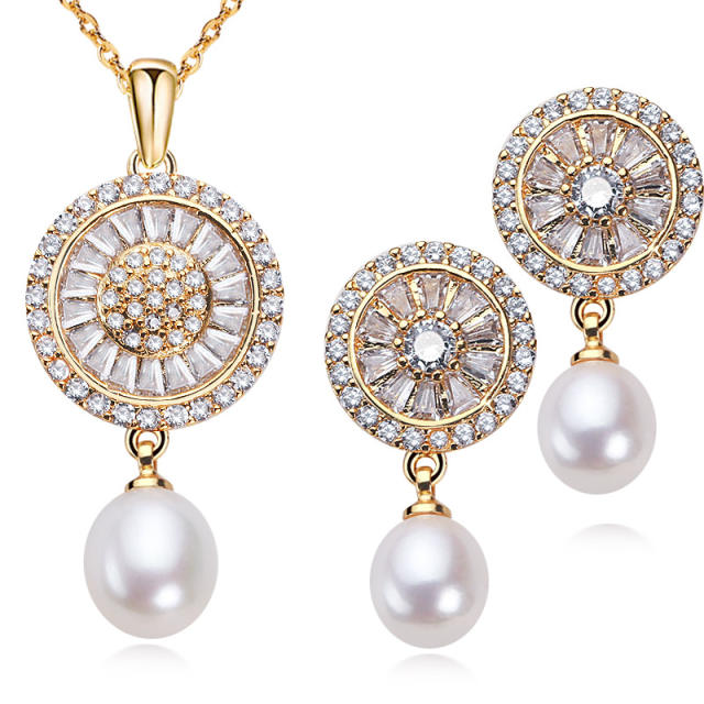 Water pearl elegant necklace earring set