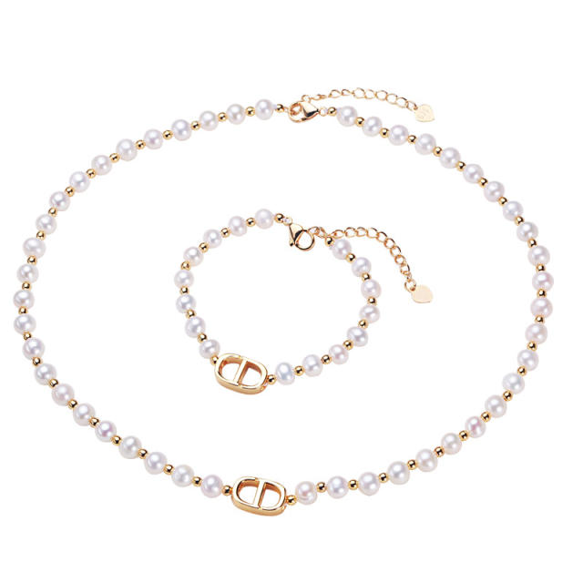 Elegant water pearl beaded necklace bracelet