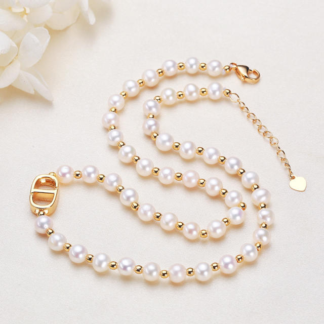 Elegant water pearl beaded necklace bracelet