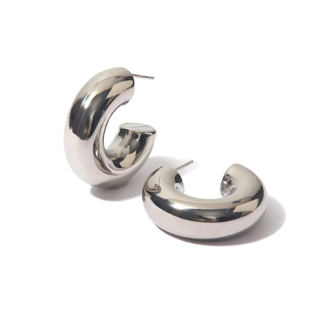 INS chunky open hoop stainless steel earrings